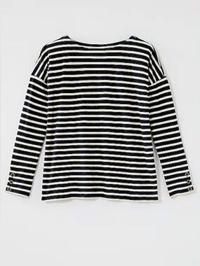 J. Jill Striped Buttoned-Cuff Tee Women's Size XL NWT